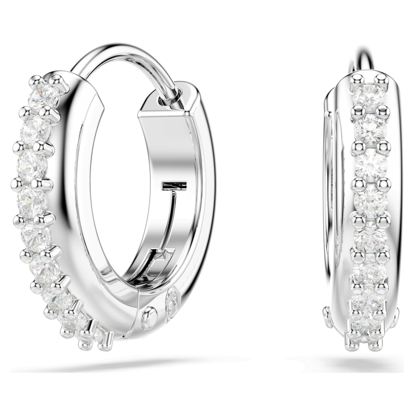 swarovski أقراط حلقية matrix، قطع مستدير، لون أبيض، طلاء روديوم