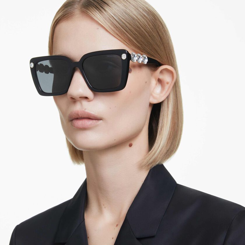 swarovski نظارة شمسية، شكل مربع، sk6032، لون بني