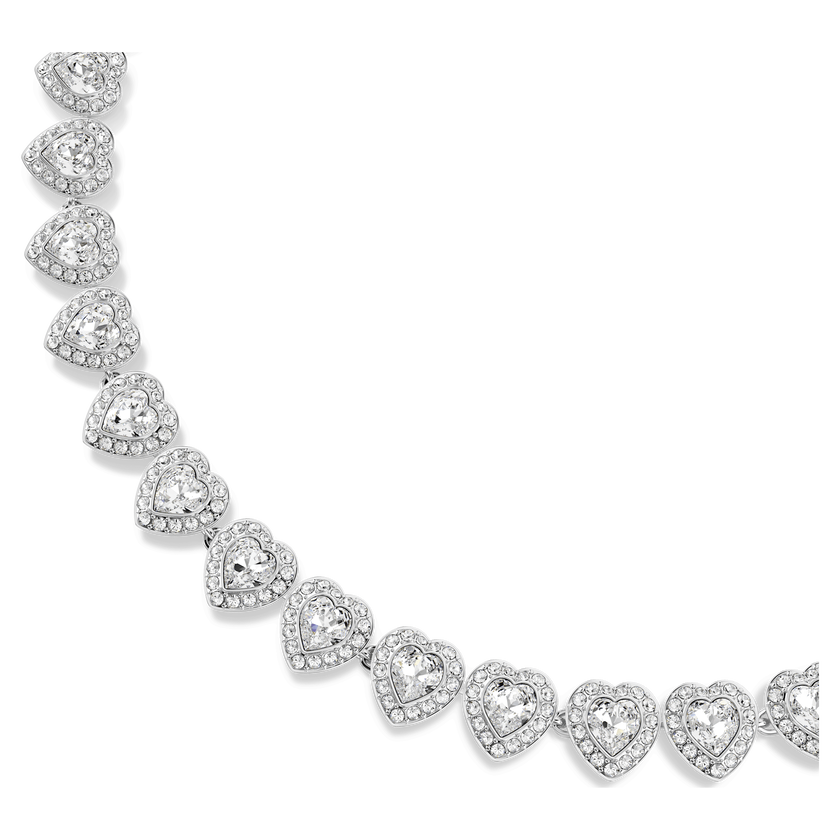 عقد تنس ariana grande x swarovski، قطع متنوع، شكل قلب، لون أبيض، طلاء روديوم