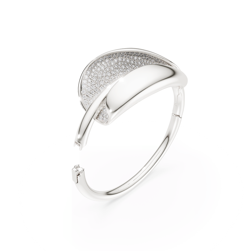 swarovski سوار classica، تصميم مميز، قطع مُستدير، لون أبيض، فضة استرليني