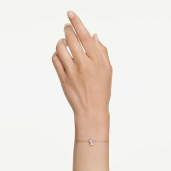 swarovski swan bracelet  mixed cuts  swan  white  rose gold tone plated