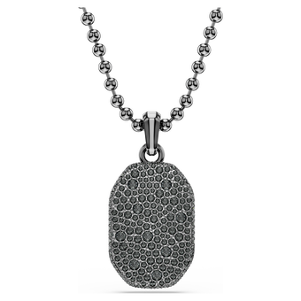 swarovski قلادة dextera octagon، شكل مثمن، قطع مستدير، لون أسود، طلاء روثينيوم