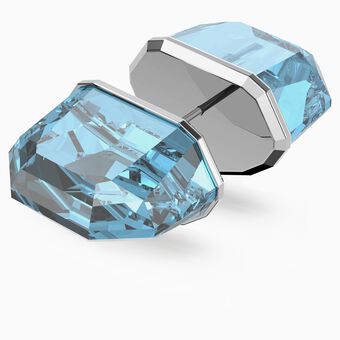 Lucent stud earring, Single, Blue, Rhodium plated