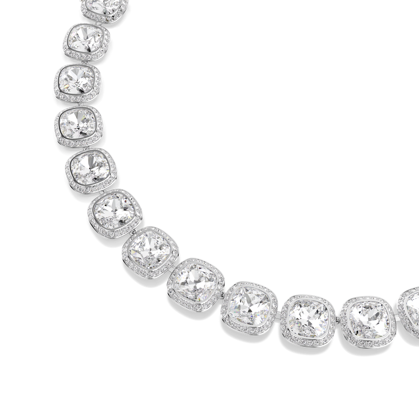 swarovski عقد una angelic، قطع كوشن، لون أبيض، طلاء روديوم