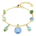 swarovski gema bracelet  mixed cuts  multicolored  gold tone plated