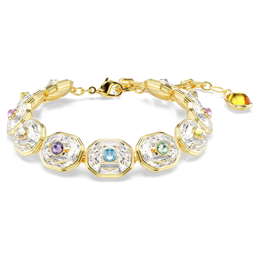 swarovski سوار choma tennis، قطع مُثَمَّن، ألوان متعددة، طلاء باللون الذهبي