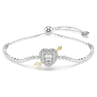 swarovski سوار idyllia، قطع متنوع، شكل قلب وسهم، لون أبيض، طلاء روديوم