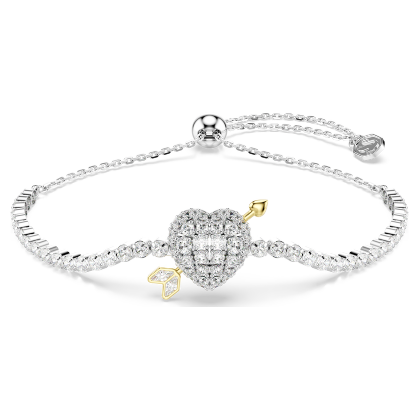 swarovski سوار idyllia، قطع متنوع، شكل قلب وسهم، لون أبيض، طلاء روديوم