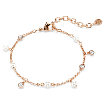 swarovski سوار imber، لؤلؤ كريستالي، قطع مُستدير، لون أبيض، لمسة نهائية من الذهب الوردي عيار 18 قيراط