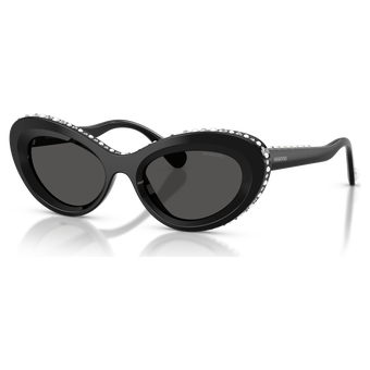 swarovski نظارة شمسية، شكل عين القطة، sk6061u، لون أسود