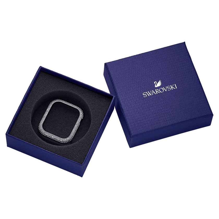 swarovski حافظة sparkling، متوافقة مع ساعة  apple إصدار 4 و5، 40 مم، لون فضي
