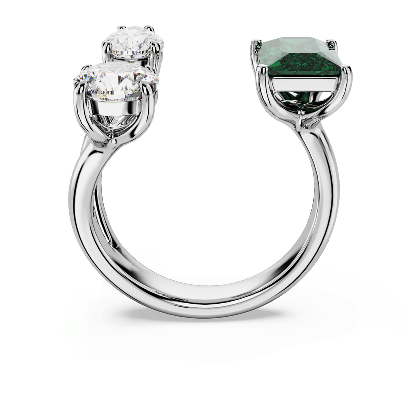 swarovski خاتم مفتوح mesmera، قطع متنوع، لون أخضر، طلاء روديوم