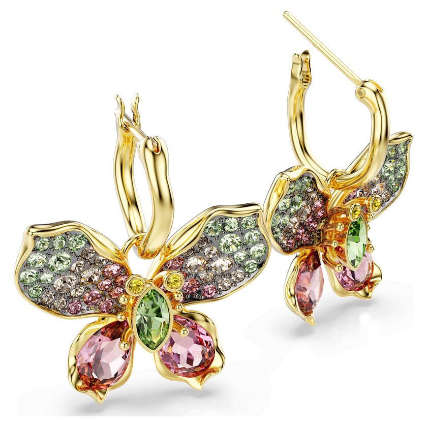 swarovski أقراط متدلية idyllia، قطع متنوع، كريستالات مُتراصَّة، شكل فراشة، ألوان متعددة، لمسة نهائية من معادن مختلطة
