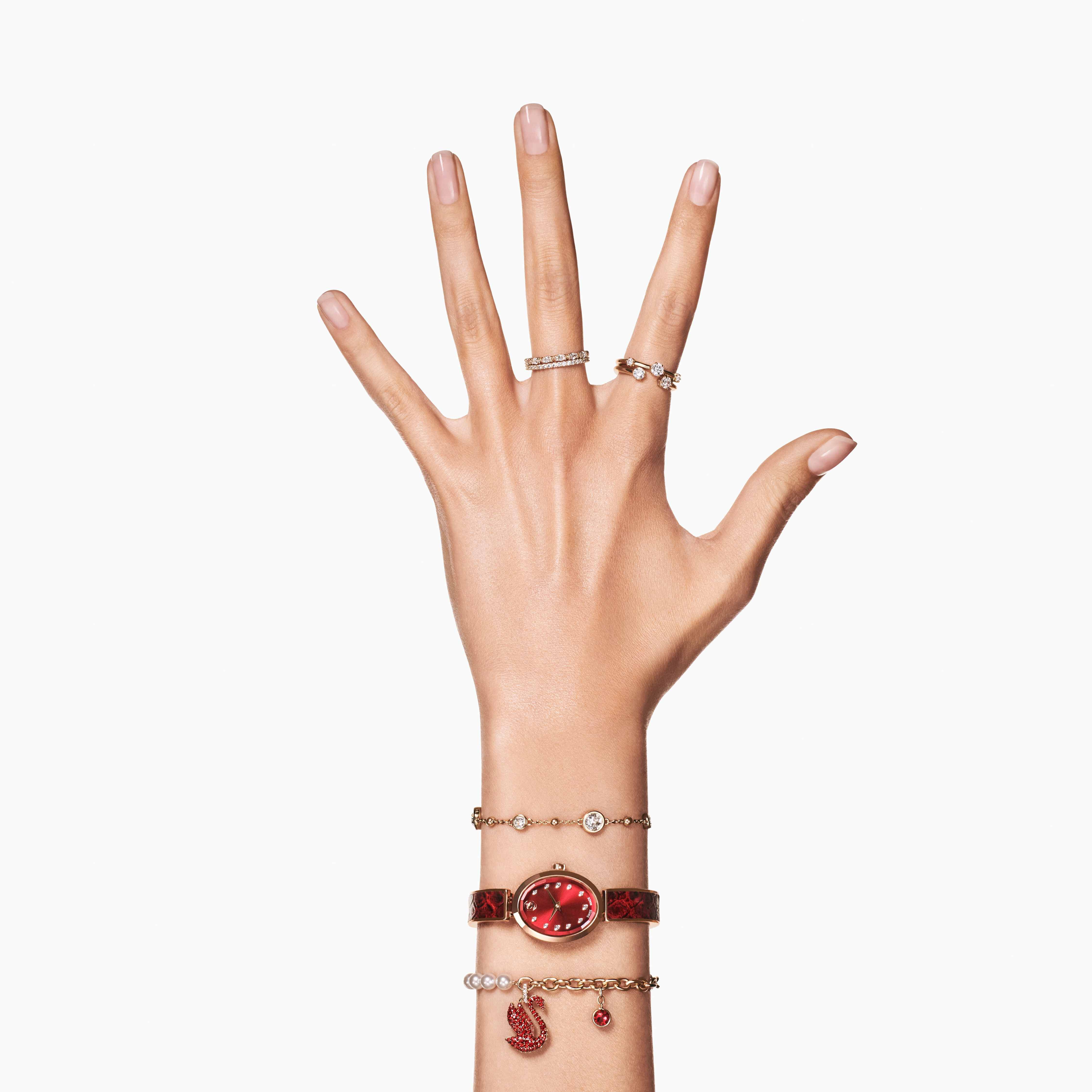 swarovski سوار imber، قطع مُستدير، لون أبيض، طلاء بلون ذهبي