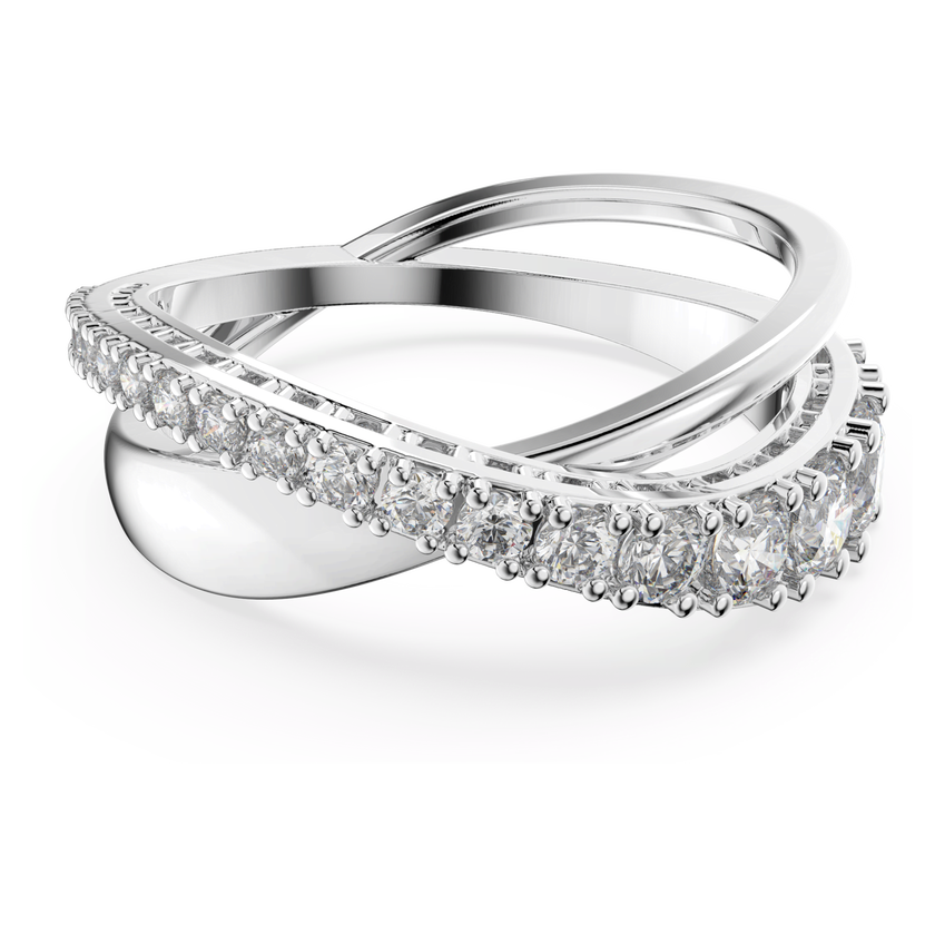 swarovski خاتم hyperbola، قطع مستدير، لون أبيض، طلاء روديوم