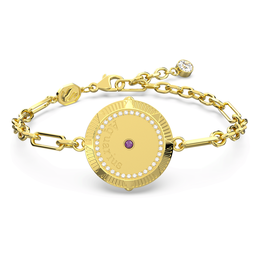 swarovski سوار zodiac، aquarius، لون ذهبي، طلاء بلون ذهبي