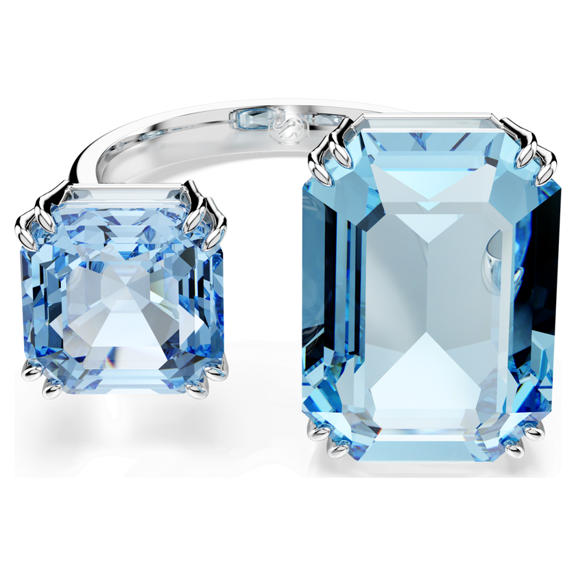 swarovski خاتم مفتوح millenia، قطع مُثَمَّن، لون أزرق، طلاء روديوم
