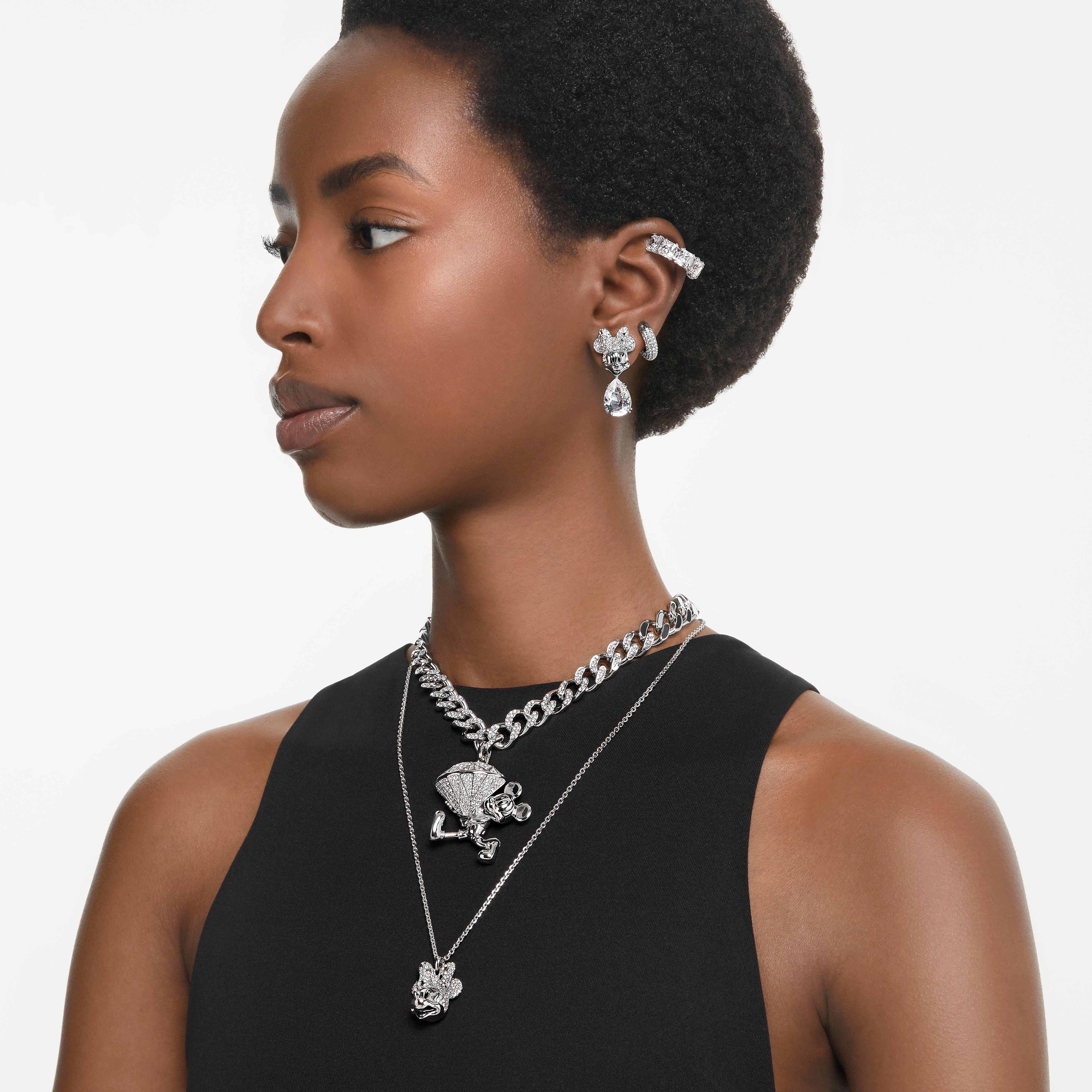 swarovski أقراط بمشبك matrix، قطع مربع، لون أبيض، طلاء روديوم