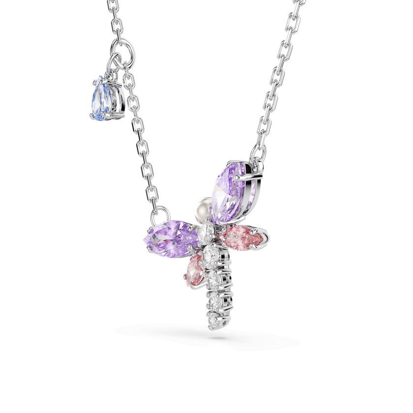 قلادة ariana grande x swarovski، قطع متنوع، شكل يعسوب، ألوان متعددة، طلاء روديوم