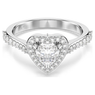 swarovski خاتم موتيف una angelic، قطع متنوع، شكل قلب، لون أبيض، طلاء روديوم