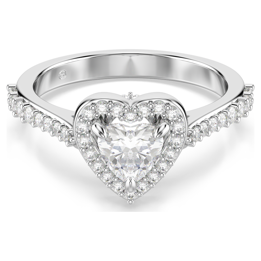 swarovski خاتم موتيف una angelic، قطع متنوع، شكل قلب، لون أبيض، طلاء روديوم