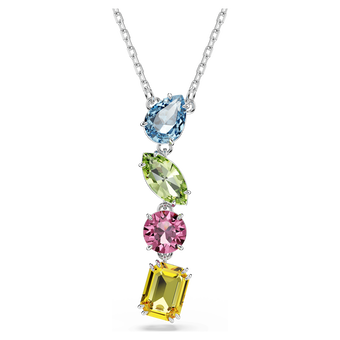 swarovski قلادة gema على شكل حرف y، قطع متنوع، ألوان متعددة، طلاء روديوم