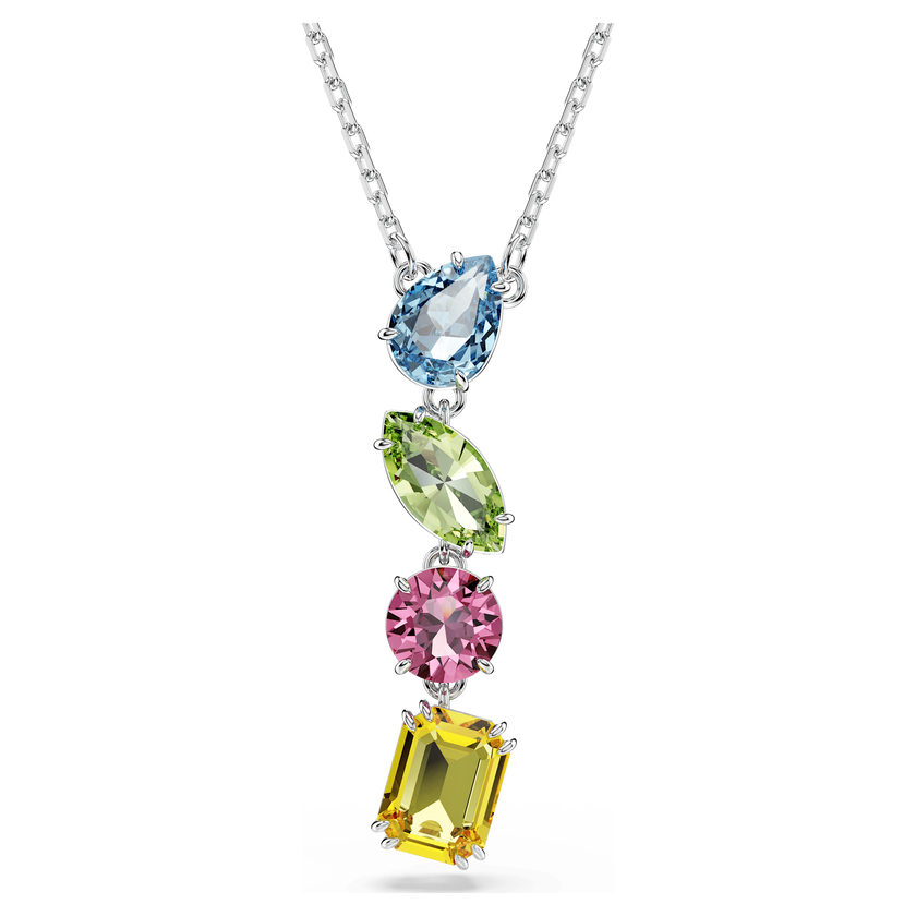 swarovski قلادة gema على شكل حرف y، قطع متنوع، ألوان متعددة، طلاء روديوم