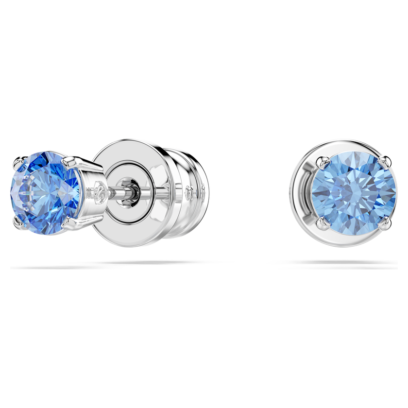 swarovski أقراط دبوسية stilla attract، قطع مستدير، لون أزرق، طلاء روديوم
