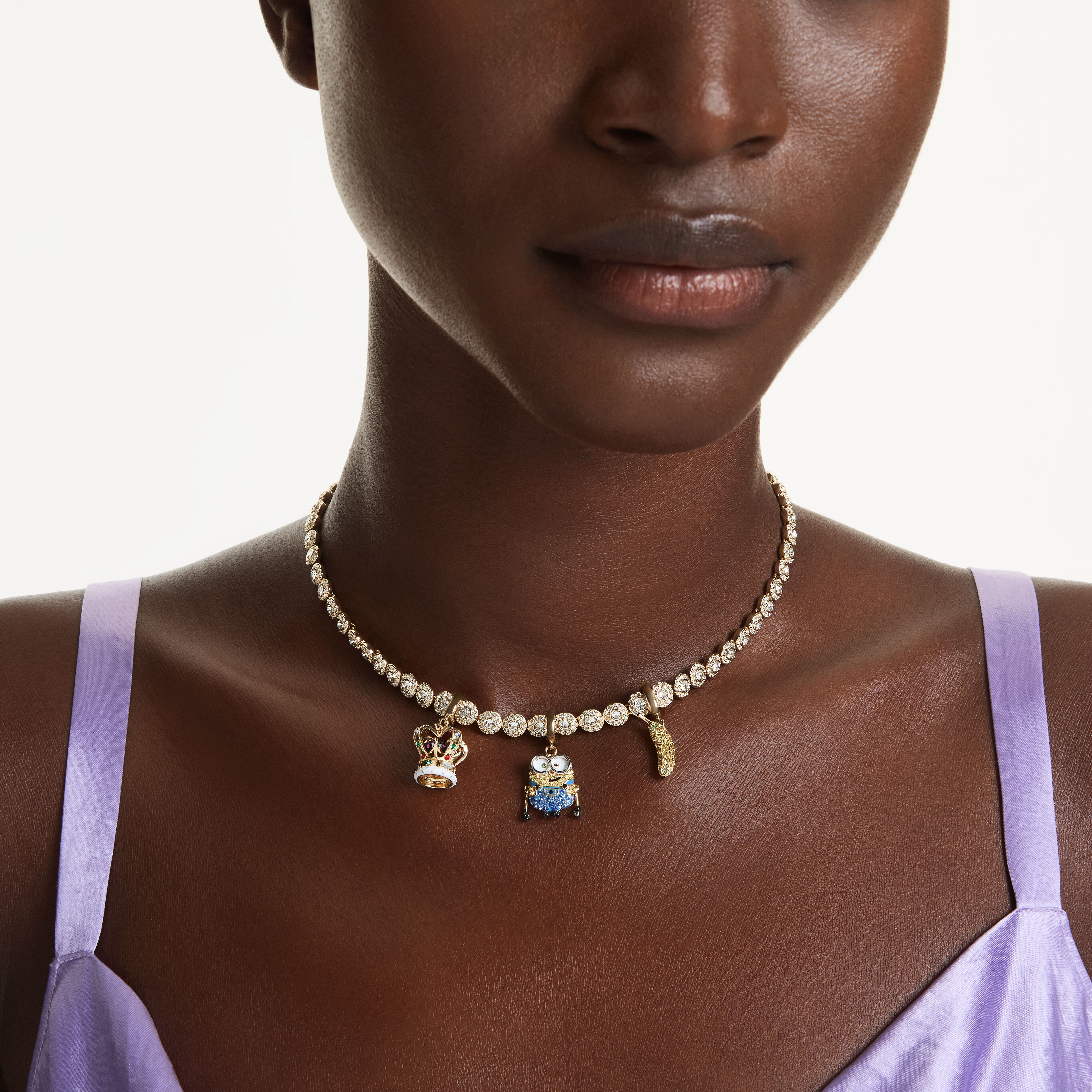 swarovski minions banana charm  pav   yellow  gold tone plated