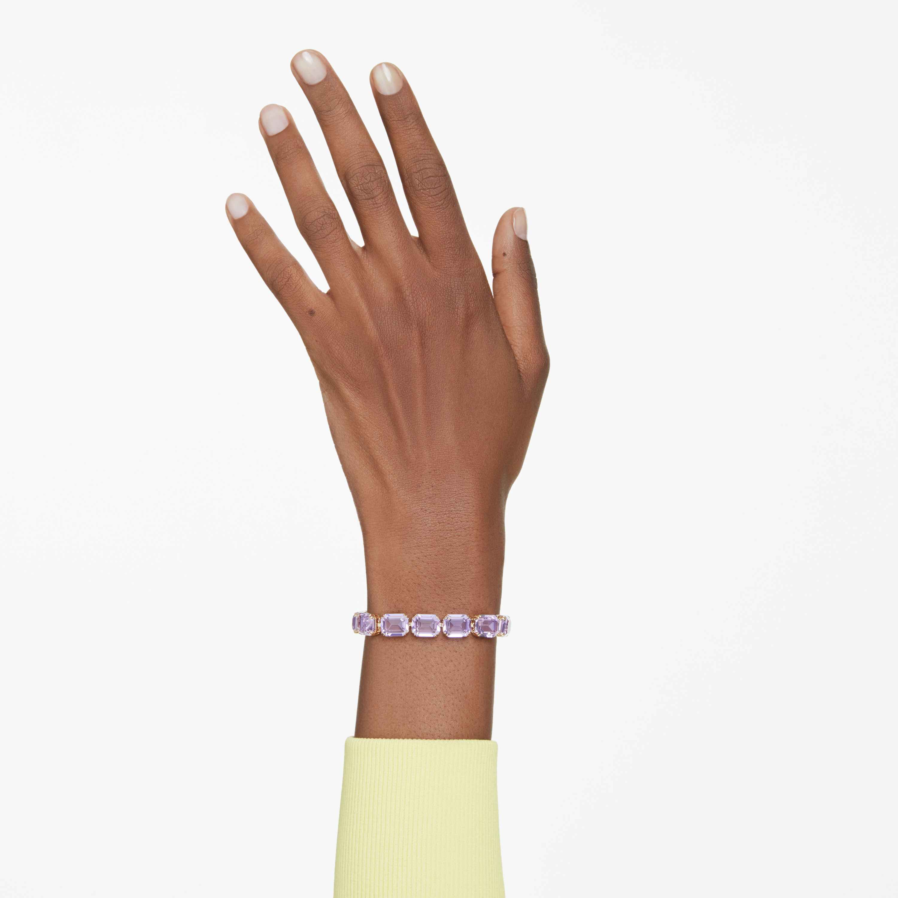 swarovski سوار millenia tennis، قطع مُثَمَّن، لون أرجواني، طلاء باللون الذهبي