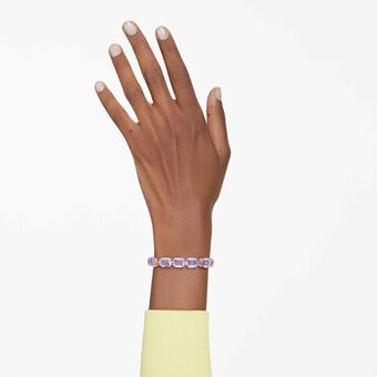 swarovski سوار millenia tennis، قطع مُثَمَّن، لون أرجواني، طلاء باللون الذهبي