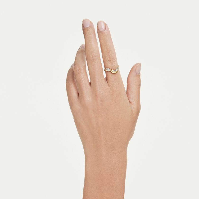 swarovski خاتم مفتوح classica، قطع مستدير، لون أبيض، فضة استرليني، لمسة نهائية من الذهب عيار 18 قيراط