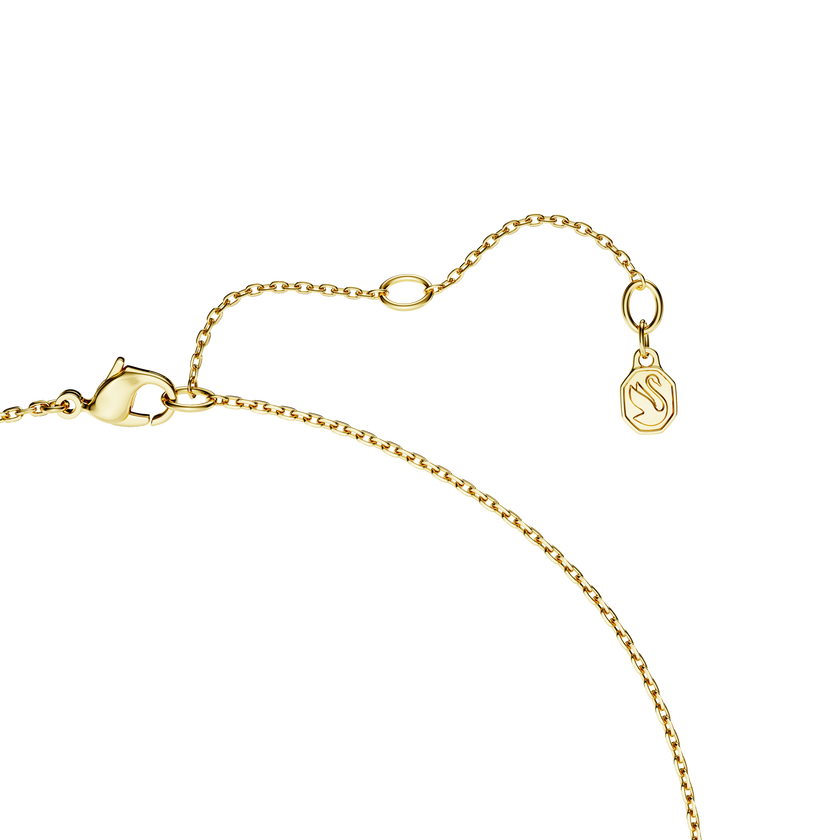 swarovski قلادة classica على شكل حرف y، قطع مُستدير، لون أبيض، فضة استرليني، لمسة نهائية من الذهب عيار 18 قيراط