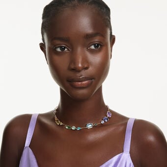 swarovski عقد gema، قطع متنوع، ألوان متعددة، طلاء باللون الذهبي