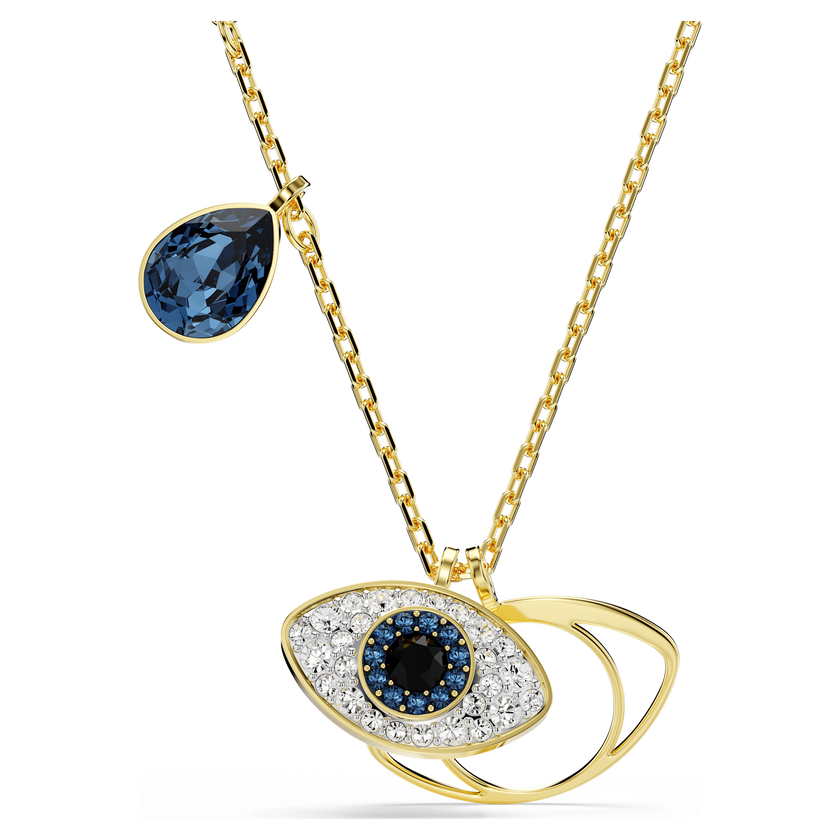 swarovski قلادة symbolica، عين الحسود، لون أزرق، طلاء باللون الذهبي
