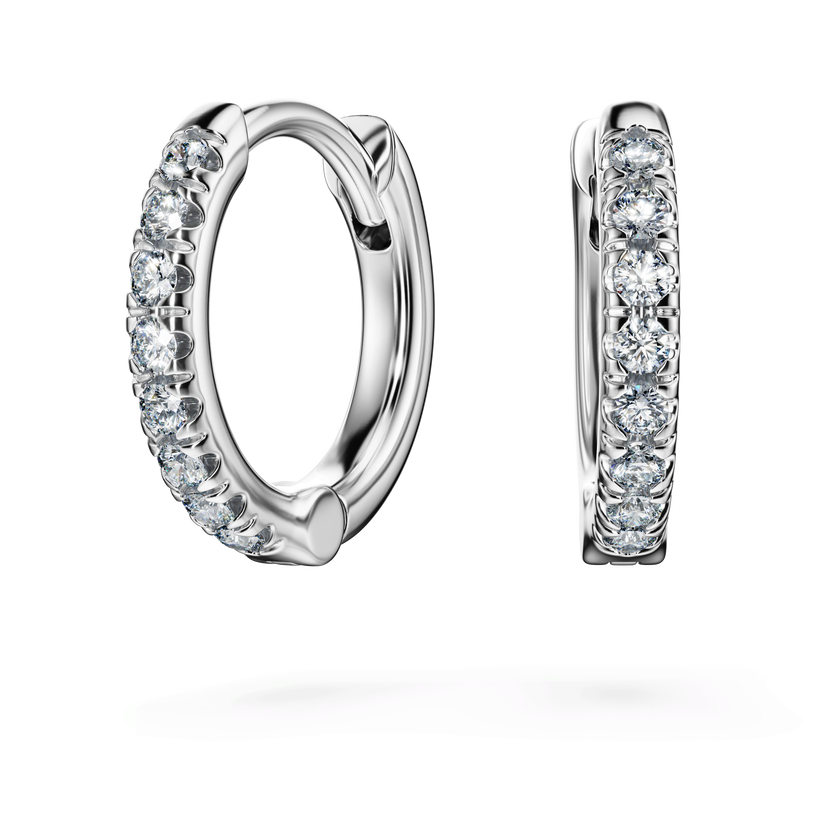 swarovski أقراط حلقية eternity، أحجار ألماس مُصنعة في المختبر بإجمالي 0 1 قيراط، ذهب أبيض عيار 18