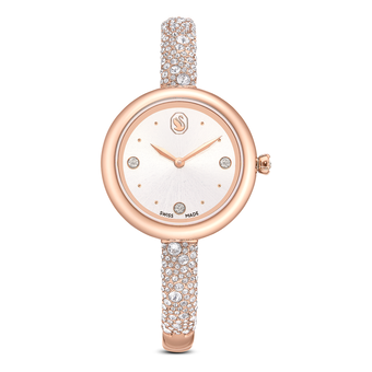 swarovski ساعة sublima bangle، صناعة سويسرية، سوار معدني، لون ذهبي وردي، لمسة نهائية بلون ذهبي وردي