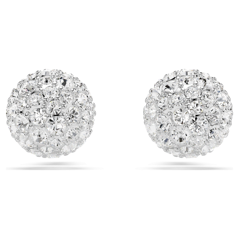 swarovski أقراط دبوسية dextera، قطع مستدير، كرة، لون أبيض، طلاء روديوم