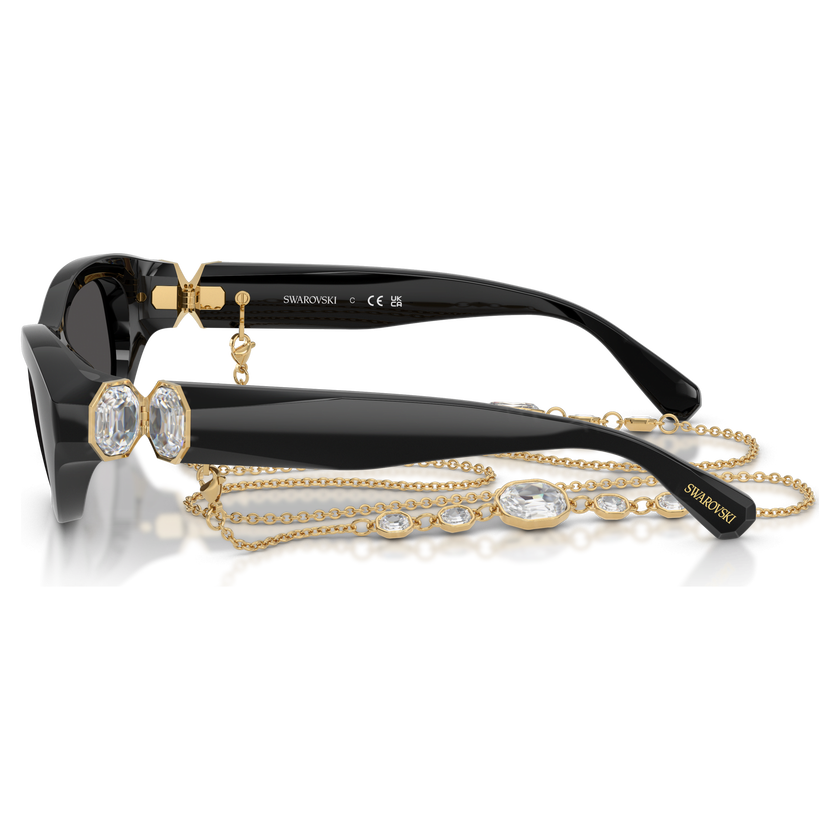 swarovski نظارة شمسية، على شكل وسادة، لون أسود