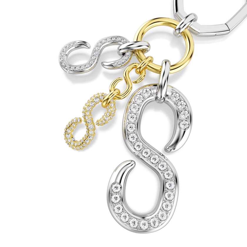 swarovski تعليقة حقيبة، قطع مُستدير، لون أبيض، لمسة نهائية من معادن مختلطة