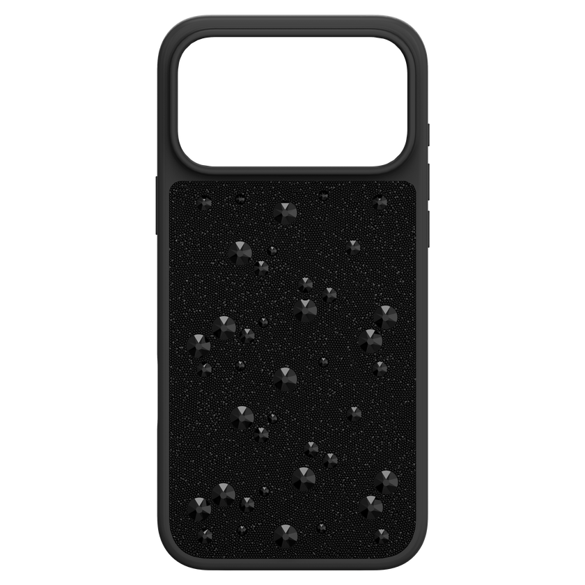 swarovski حافظة high للهاتف الذكي، كريستالات مسطحة من الخلف، iphone  17 pro max، لون أسود