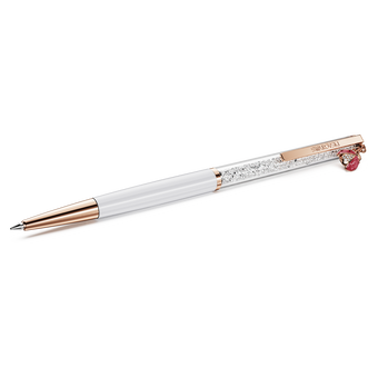 swarovski قلم حبر جاف crystalline، شكل دعسوقة، لون أبيض، طلاء أحمر لامع، طلاء باللون الذهبي الوردي