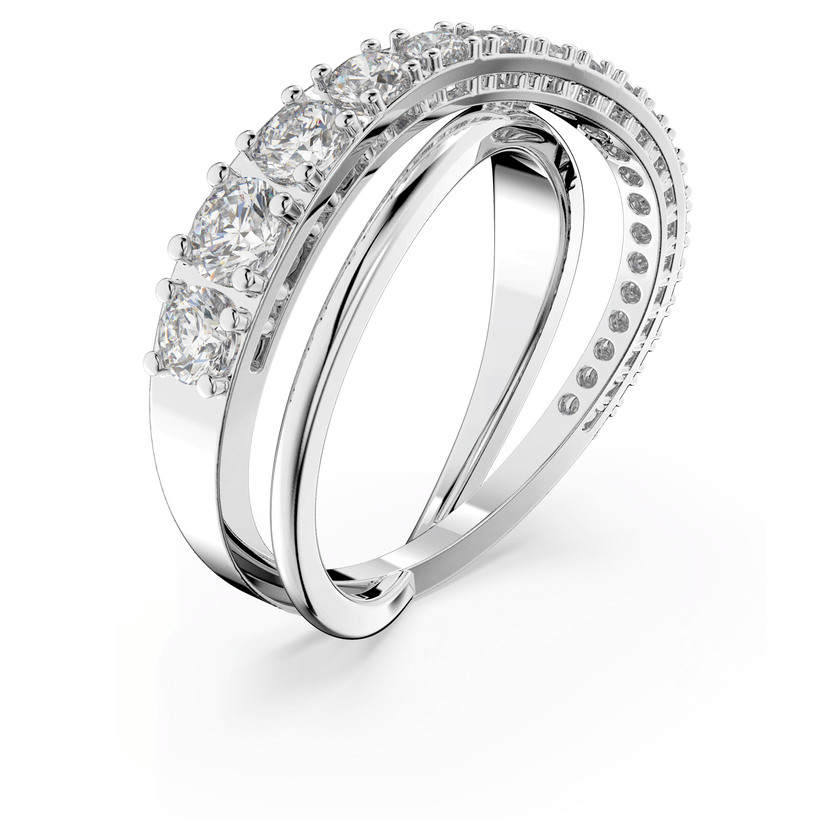 swarovski خاتم hyperbola، قطع مستدير، لون أبيض، طلاء روديوم