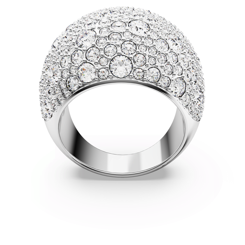 swarovski خاتم كوكتيل sublima، على شكل هلال، لون أبيض، طلاء روديوم