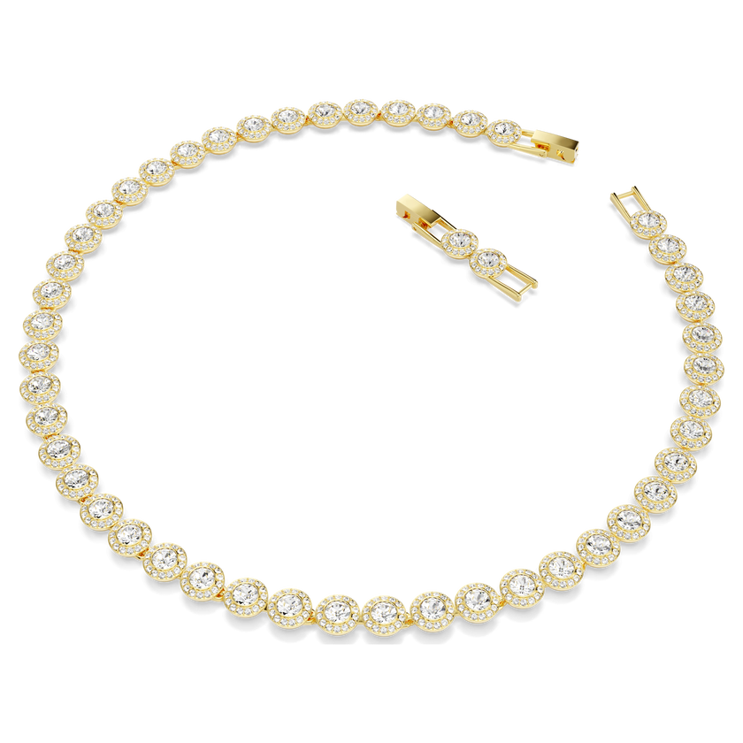 swarovski عقد una angelic tennis، قطع مستدير، لون أبيض، طلاء باللون الذهبي