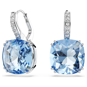 swarovski أقراط متدلية millenia، قطع كوشن، لون أزرق، طلاء روديوم