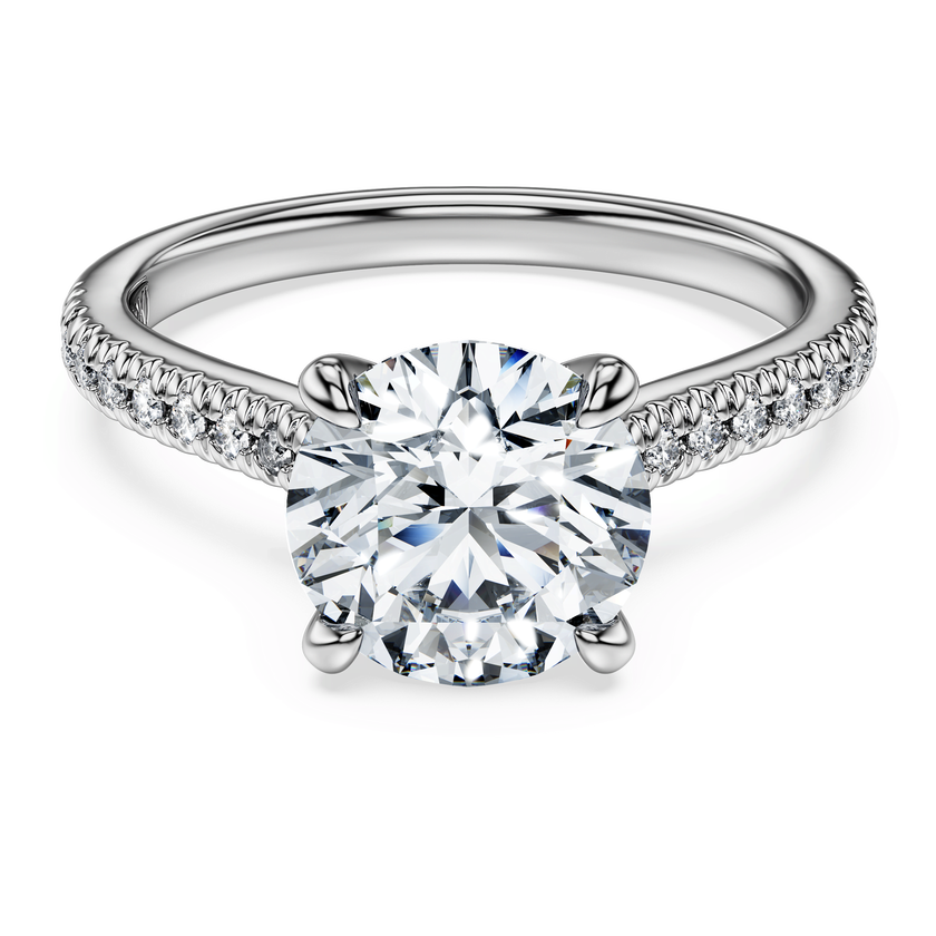swarovski خاتم سوليتير eternity، أحجار ألماس مُصنعة في المختبر بإجمالي 2 2 قيراط، قطع مستدير، ذهب أبيض عيار 18