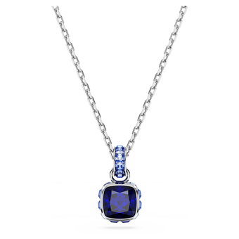 swarovski قلادة birthstone، قطع مربع، سبتمبر، لون أزرق، طلاء روديوم