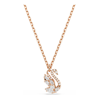 swarovski swan pendant  mixed cuts  swan  white  rose gold tone plated