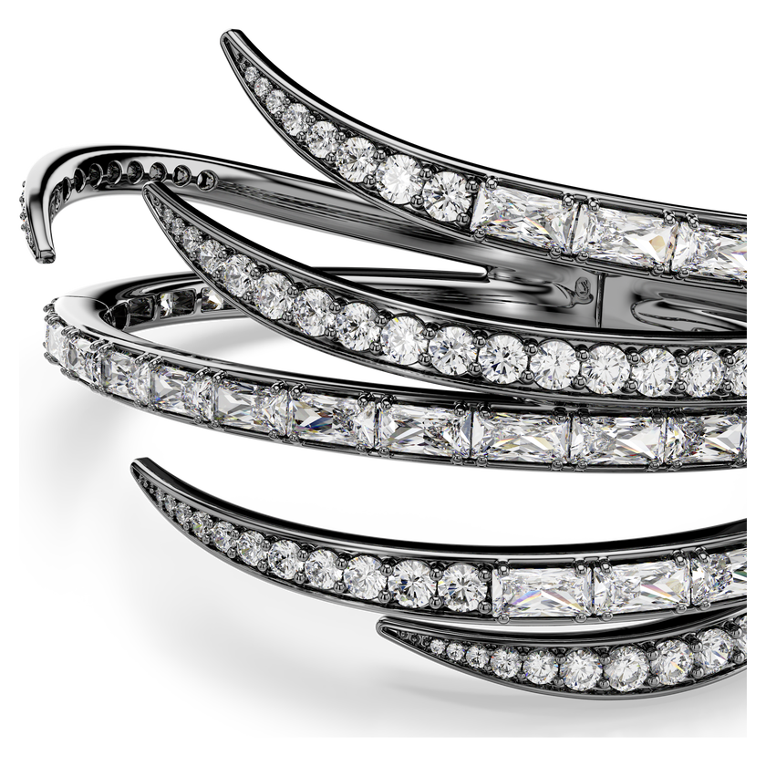 swarovski أسورة the vienna collection، شكل ريشة، لون أبيض، طلاء روثينيوم